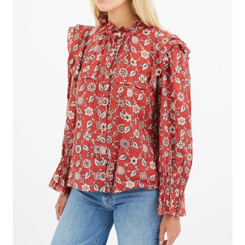 Isabel Marant Floral Red Women's Top - Sz 40